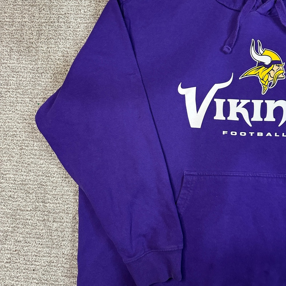 Majestic Minnesota Vikings Hoodie Mens Purple NFL Football Logo Sweatshirt 2XL - Picture 3 of 8